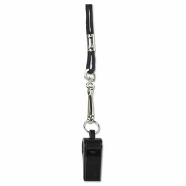 Perfectpitch Sports Whistle with Black Nylon Lanyard, Plastic, Black PE2524235